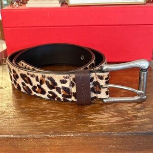 Leopard Print Belt with Silver Buckle